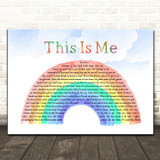 The Greatest Showman This Is Me Watercolour Rainbow & Clouds Song Lyric Print