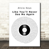 Alicia Keys Like Youll Never See Me Again Vinyl Record Decorative Gift Song Lyric Print
