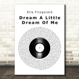 Ella Fitzgerald Dream A Little Dream Of Me Vinyl Record Decorative Gift Song Lyric Print