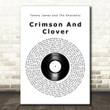 Tommy James And The Shondells Crimson And Clover Vinyl Record Wall Art Song Lyric Print