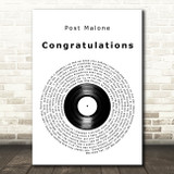 Post Malone Congratulations Vinyl Record Decorative Wall Art Gift Song Lyric Print