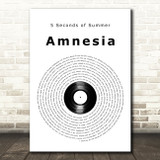 5 Seconds of Summer Amnesia Vinyl Record Decorative Wall Art Gift Song Lyric Print