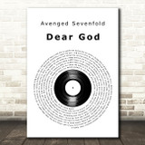 Avenged Sevenfold Dear God Vinyl Record Decorative Wall Art Gift Song Lyric Print