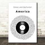 Simon & Garfunkel America Vinyl Record Decorative Wall Art Gift Song Lyric Print