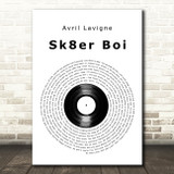 Avril Lavigne Sk8er Boi Vinyl Record Decorative Wall Art Gift Song Lyric Print