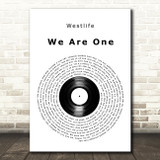 Westlife We Are One Vinyl Record Decorative Wall Art Gift Song Lyric Print