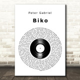 Peter Gabriel Biko Vinyl Record Decorative Wall Art Gift Song Lyric Print