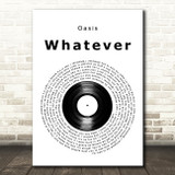 Oasis Whatever Vinyl Record Decorative Wall Art Gift Song Lyric Print