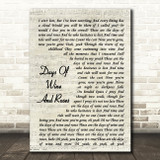 Robin Gibb Days Of Wine And Roses Vintage Script Decorative Wall Art Gift Song Lyric Print