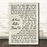 Louis Armstrong A Kiss to Build a Dream On Vintage Script Decorative Gift Song Lyric Print