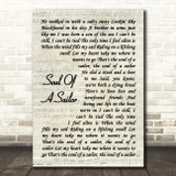 Kenny Chesney Soul Of A Sailor Vintage Script Decorative Wall Art Gift Song Lyric Print