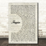Marshmello & Bastille Happier Vintage Script Decorative Wall Art Gift Song Lyric Print