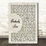 Keith Whitley Brotherly Love Vintage Script Decorative Wall Art Gift Song Lyric Print