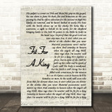 Garth Brooks Fit For A King Vintage Script Decorative Wall Art Gift Song Lyric Print
