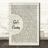 Blake Shelton God's Country Vintage Script Decorative Wall Art Gift Song Lyric Print