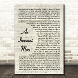 Billy Joel An Innocent Man Vintage Script Decorative Wall Art Gift Song Lyric Print