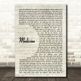 James Arthur Medicine Vintage Script Decorative Wall Art Gift Song Lyric Print