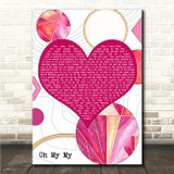 Blue October Oh My My Abstract Pink Heart & Circles Song Lyric Print