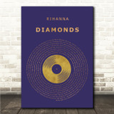 Rihanna Diamonds Blue & Copper Gold Vinyl Record Song Lyric Print