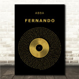 ABBA Fernando Black & Gold Vinyl Record Song Lyric Print