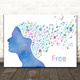 Ultra Naté Free Colourful Music Note Hair Song Lyric Print