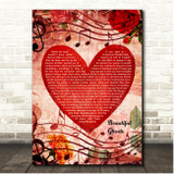 Taylor Swift Beautiful Ghosts Deep Red Floral Heart Song Lyric Print