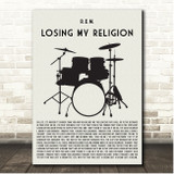 R.E.M. Losing My Religion Drum Kit Black Song Lyric Print