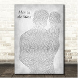 R.E.M. Man on the Moon Father & Baby Grey Song Lyric Print