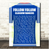 Glasgow Rangers Follow Follow Football Shirt Song Lyric Print