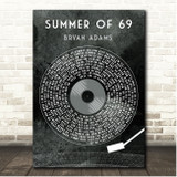 Bryan Adams Summer of '69 Grunge Grey Vinyl Record Song Lyric Print
