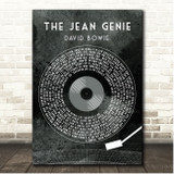 David Bowie The Jean Genie Grunge Grey Vinyl Record Song Lyric Print