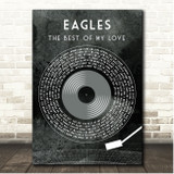 Eagles The Best Of My Love Grunge Grey Vinyl Record Song Lyric Print