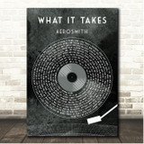 Aerosmith What It Takes Grunge Grey Vinyl Record Song Lyric Print