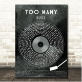 Russ Too Many Grunge Grey Vinyl Record Song Lyric Print