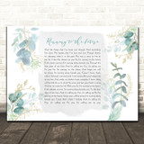 Elkie Brooks Running To The Future Green & Gold Watercolour Leaves Song Lyric Print