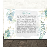 Lonestar Amazed Green & Gold Watercolour Leaves Song Lyric Print