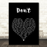 Elvis Presley Don't Black Heart Song Lyric Print
