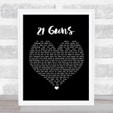 Green Day 21 Guns Black Heart Song Lyric Print