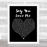 Jessie Ware Say You Love Me Black Heart Song Lyric Print
