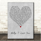 Ramones Baby, I Love You Grey Heart Song Lyric Print