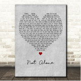 Red Not Alone Grey Heart Song Lyric Print