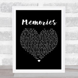 Shawn Mendes Memories Black Heart Song Lyric Print