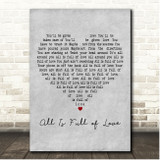 Björk All Is Full of Love Grey Heart Song Lyric Print