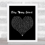 Stevie Wonder For Your Love Black Heart Song Lyric Print