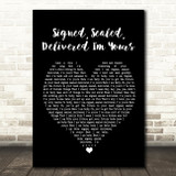 Stevie Wonder Signed, Sealed, Delivered I'm Yours Black Heart Song Lyric Print
