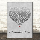 Céline Dion I Remember L.A. Grey Heart Song Lyric Print