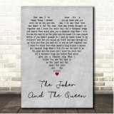 Ed Sheeran & Taylor Swift The Joker and the Queen Grey Heart Song Lyric Print