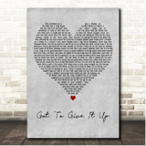 Aaliyah Got to Give It Up Grey Heart Song Lyric Print