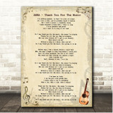 ABBA Thank You For The Music Vintage Guitar Song Lyric Print
