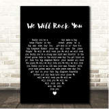 Queen We Will Rock You Black Heart Song Lyric Print